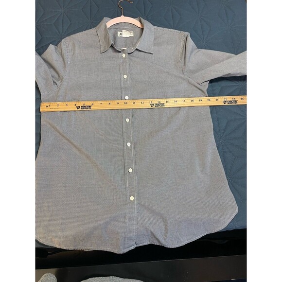 J. Crew Thomas Mason Gingham Check Button Down Shirt Top, size 12 Blue Black - Picture 8 of 10